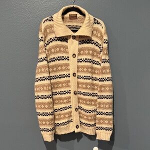Tundra Beige and Brown Striped Virgin Wool Cardigan